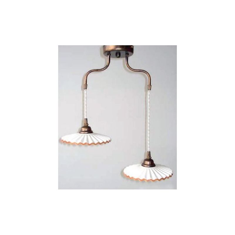 SOSPENSIONE IN FERRO COLORE RUGGINE CON PIATTI IN CERAMICA CRISTALENSI TUSCANY - Cristalensi Shop Online