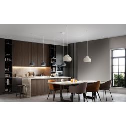 CEPA SOSPENSIONE DECENTRATA 6 LUCI IN CERAMICA GRIGIA E SABBIA DESIGN MODERNO AFFRALUX - Cristalensi Shop Online 2