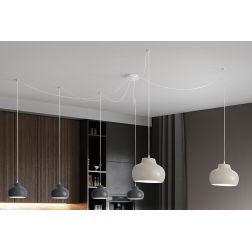 CEPA SOSPENSIONE DECENTRATA 6 LUCI IN CERAMICA GRIGIA E SABBIA DESIGN MODERNO AFFRALUX - Cristalensi Shop Online
