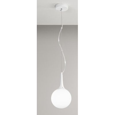 POTIRI SOSPENSIONE MODERNA IN VETRO BIANCO CON DIAMETRO CM 15 O CM 25 DESIGN MODERNO AFFRALUX - Cristalensi Shop Online