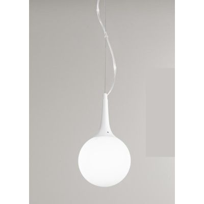 POTIRI SOSPENSIONE MODERNA IN VETRO BIANCO CON DIAMETRO CM 15 O CM 25 DESIGN MODERNO AFFRALUX - Cristalensi Shop Online
