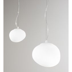 POTIRI SOSPENSIONE IN VETRO BIANCO CON DIAMETRO CM 15 O CM 25 DESIGN MODERNO ATTACCO E27 AFFRALUX - Cristalensi Shop Online