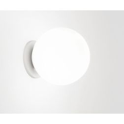 POTIRI APPLIQUE PLAFONIERA IN VETRO BIANCO SATINATO CON SFERA DIAMETRO CM 15 O CM 25 MODERNA AFFRALUX - Cristalensi Shop Online 2
