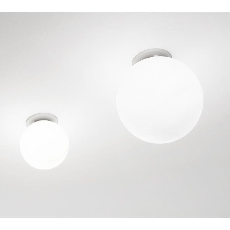 POTIRI APPLIQUE PLAFONIERA IN VETRO BIANCO SATINATO CON SFERA DIAMETRO CM 15 O CM 25 MODERNA AFFRALUX - Cristalensi Shop Online