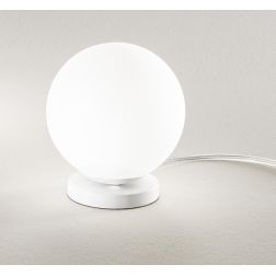 POTIRI LAMPADA DA TAVOLO IN VETRO BIANCO SATINATO CON SFERA DIAMETRO CM 15 O CM 25 MODERNA AFFRALUX - Cristalensi Shop Online 2