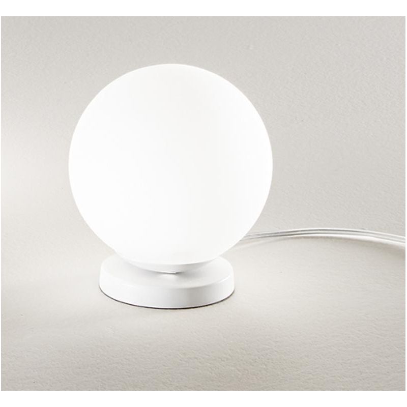 POTIRI LAMPADA DA TAVOLO IN VETRO BIANCO SATINATO CON SFERA DIAMETRO CM 15 O CM 25 MODERNA AFFRALUX - Cristalensi Shop Online