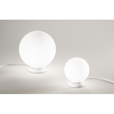 POTIRI LAMPADA DA TAVOLO IN VETRO BIANCO SATINATO CON SFERA DIAMETRO CM 15 O CM 25 MODERNA AFFRALUX - Cristalensi Shop Online