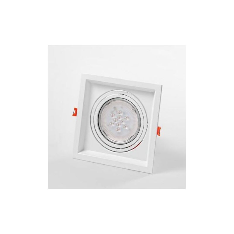 702 FARETTO DA INCASSO QUADRATO IN METALLO BIANCO CON PORTALAMPADA PER LAMPADINA GU10-AR111 ISYLUCE - Cristalensi Shop Online