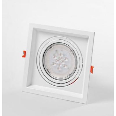 702 FARETTO DA INCASSO QUADRATO IN METALLO BIANCO CON PORTALAMPADA PER LAMPADINA GU10-AR111 ISYLUCE - Cristalensi Shop Online