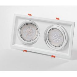 703 FARETTO DOPPIO ORIENTABILE DA INCASSO IN METALLO BIANCO CON PORTALAMPADE PER LAMPADINA GU10-AR111 ISYLUCE - Cristalensi Shop