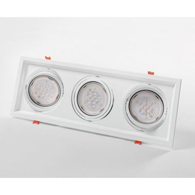 704 FARETTO TRIPLO ORIENTABILE DA INCASSO IN METALLO BIANCO CON PORTALAMPADE PER LAMPADINA GU10-AR111 ISYLUCE - Cristalensi Shop