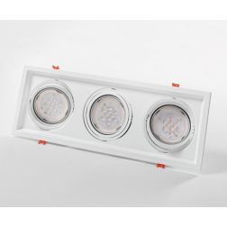 704 FARETTO TRIPLO ORIENTABILE DA INCASSO IN METALLO BIANCO CON PORTALAMPADE PER LAMPADINA GU10-AR111 ISYLUCE - Cristalensi Shop 2