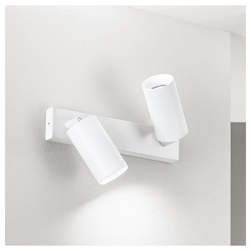 772 773 LAMPADA A 2 LUCI ORIENTABILI IN ALLUMINIO BIANCO O NERO DA SOFFITTO O DA PARETE PORTALAMPADE GU10 DI ISYLUCE ISYLUCE - C