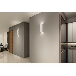 PRISMA APPLIQUE VERTICALE IN GESSO BIANCO VERNICIABILE ALTEZZA CM 37 BIEMISSIONE MODERNA ISYLUCE ISYLUCE - Cristalensi Shop Onli 2