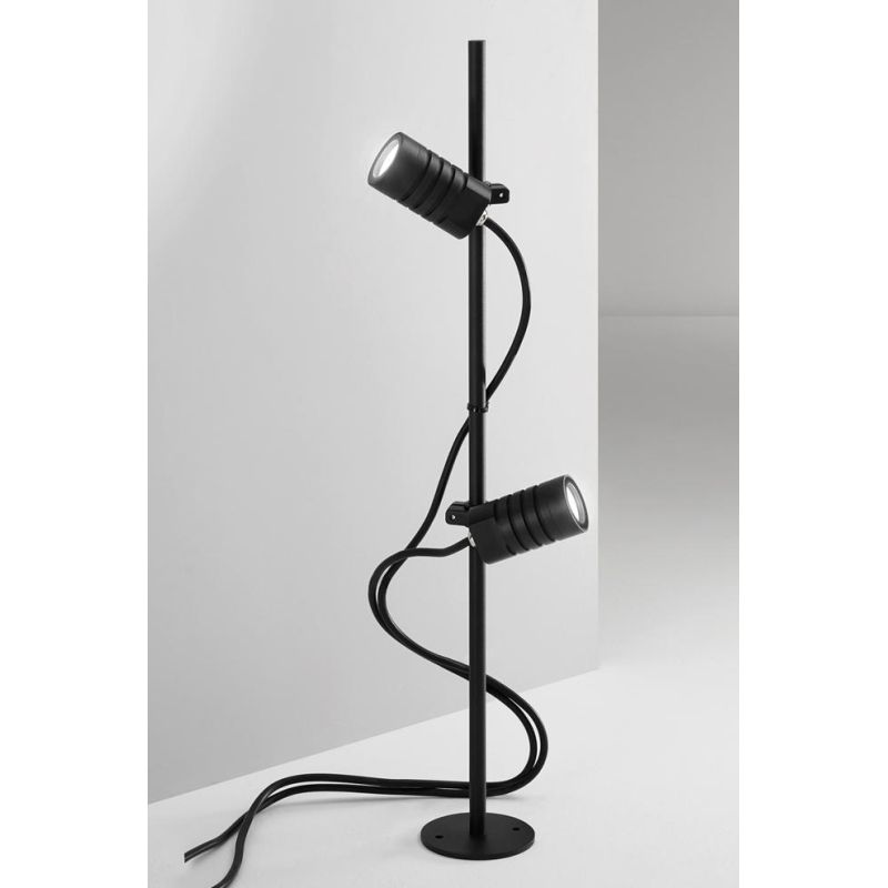LARIO PIANTANA CON 2 SPOT DA ESTERNO IP65 ALLUMINIO NERO LED 10W LUCE 3000K O 4000K MODERNA ISYLUCE ISYLUCE - Cristalensi Shop O