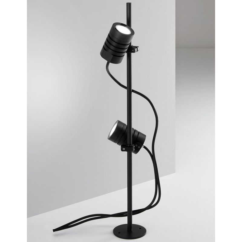 LARIO GRANDE PIANTANA CON 2 SPOT DA ESTERNO IP65 ALLUMINIO NERO ATTACCO GU10 MODERNA ISYLUCE ISYLUCE - Cristalensi Shop Online