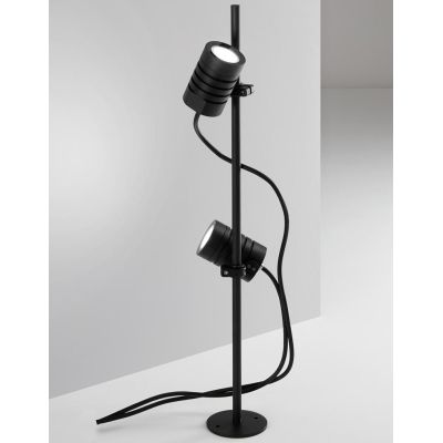 LARIO GRANDE PIANTANA CON 2 SPOT DA ESTERNO IP65 ALLUMINIO NERO ATTACCO GU10 MODERNA ISYLUCE ISYLUCE - Cristalensi Shop Online