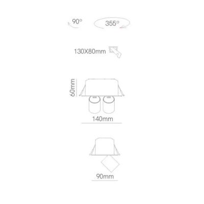 MINI OXO SQUARE 2 FARETTO ORIENTABILE 2 LUCI RETTANGOLARE LED 12W FINITURE BIANCO O NERO MODERNO BENEITO FAURE - Cristalensi Sho