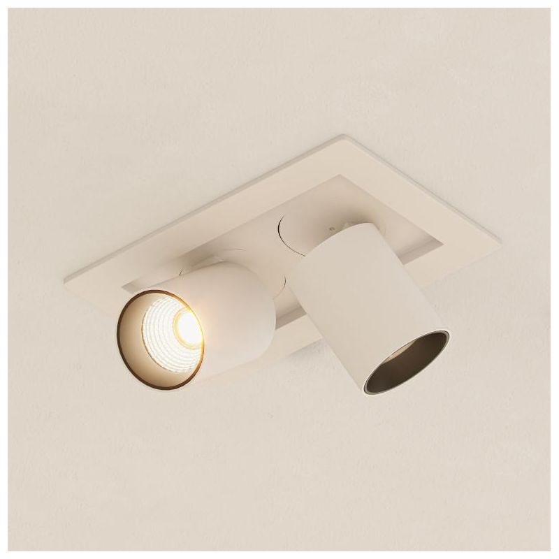 MINI OXO SQUARE 2 FARETTO ORIENTABILE 2 LUCI RETTANGOLARE LED 12W FINITURE BIANCO O NERO MODERNO BENEITO FAURE - Cristalensi Sho