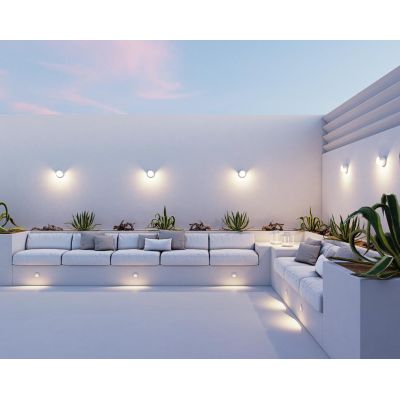 BLIS ROUND PICCOLA APPLIQUE ROTONDA IP65 BIANCA,NERA O CORTEN LED 15W ANTI CORROSIONE DESIGN MODERNO BENEITO FAURE - Cristalensi