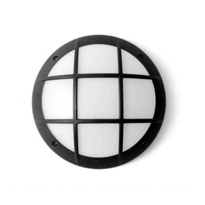 GELMI PLAFONIERA APPLIQUE CON GRIGLIA D31 CM IP66 IN RESINA BIANCA,NERA O GRIGIA ATTACCO E27 FUMAGALLI DARK LIGHT - Cristalensi