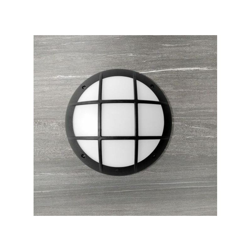 GELMI PLAFONIERA APPLIQUE CON GRIGLIA D31 CM IP66 IN RESINA BIANCA,NERA O GRIGIA ATTACCO E27 FUMAGALLI DARK LIGHT - Cristalensi