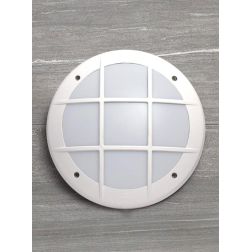 GELMI PLAFONIERA APPLIQUE CON GRIGLIA D31 CM IP66 IN RESINA BIANCA,NERA O GRIGIA ATTACCO E27 FUMAGALLI DARK LIGHT - Cristalensi