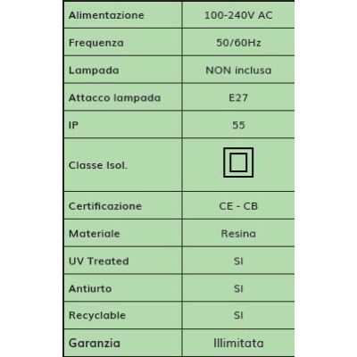 MARTA 160 APPLIQUE DA ESTERNO IP55 RESINA BIANCA,GRIGIA O NERA MONO EMISSIONE MODERNA FUMAGALLI DARK LIGHT - Cristalensi Shop On