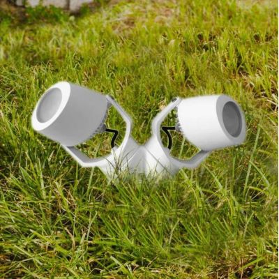 MINI TOMMY 2 LUCI FARETTO DA ESTERNO CON PICCHETTO IP66 RESINA BIANCA,GRIGIA E NERA LAMPADINE GU10 INCLUSE DARK LIGHT - Cristale