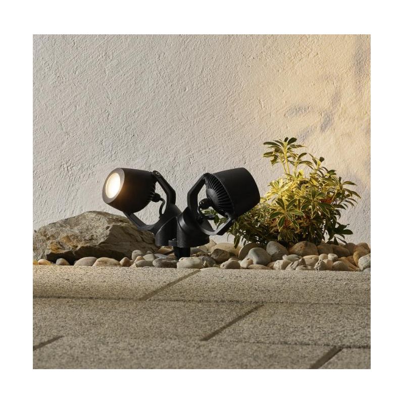 MINI TOMMY 2 LUCI FARETTO DA ESTERNO CON PICCHETTO IP66 RESINA BIANCA,GRIGIA E NERA LAMPADINE GU10 INCLUSE DARK LIGHT - Cristale