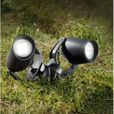 MINI TOMMY 2 LUCI FARETTO DA ESTERNO CON PICCHETTO IP66 RESINA BIANCA,GRIGIA E NERA LAMPADINE GU10 INCLUSE DARK LIGHT - Cristale