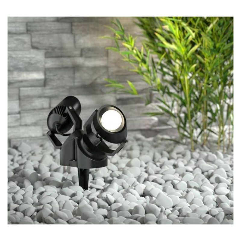 MINI TOMMY 2 LUCI FARETTO DA ESTERNO CON PICCHETTO IP66 RESINA BIANCA,GRIGIA E NERA LAMPADINE GU10 INCLUSE DARK LIGHT - Cristale