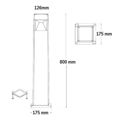 ELISA 800 PALETTO DA ESTERNI IP55 IN RESINA BIANCA,GRIGIA O NERA MADE IN ITALY FUMAGALLI DARK LIGHT - Cristalensi Shop Online