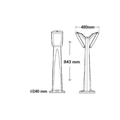 PINELA PALO IN RESINAA 2 LUCI DA ESTERNI IP66 IN 3 COLORI ALTEZZA CM 94 MADE IN ITALY FUMAGALLI DARK LIGHT - Cristalensi Shop On