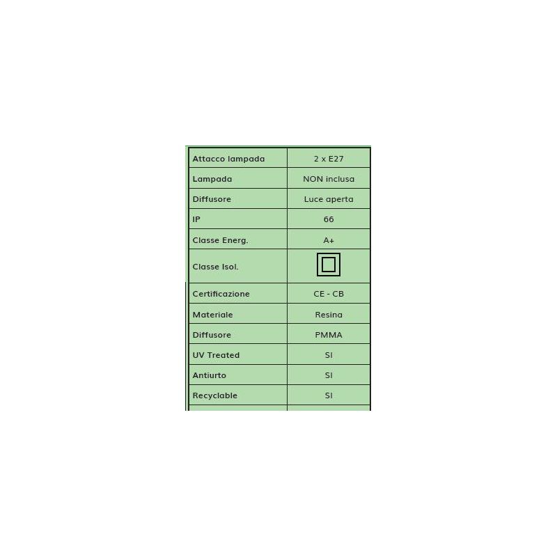 PINELA PALO IN RESINAA 2 LUCI DA ESTERNI IP66 IN 3 COLORI ALTEZZA CM 94 MADE IN ITALY FUMAGALLI DARK LIGHT - Cristalensi Shop On