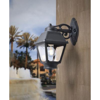 BISSO MARY APPLIQUE IN RESINA NERA IP55 VETRO TRASPARENTE PER AMBIENTI ESTERNI MADE IN ITALY FUMAGALLI DARK LIGHT - Cristalensi