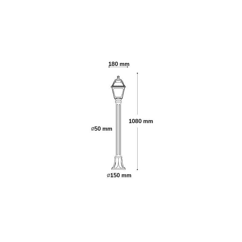 MIZAR MARY PALO DA GIARDINO IN RESINA NERA ALTEZZA CM 108 IP55 VETRO TRASPARENTE MADE IN ITALY FUMAGALLI DARK LIGHT - Cristalens