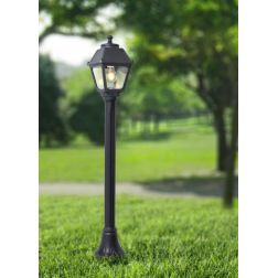 MIZAR MARY PALO DA GIARDINO IN RESINA NERA ALTEZZA CM 108 IP55 VETRO TRASPARENTE MADE IN ITALY FUMAGALLI DARK LIGHT - Cristalens 2