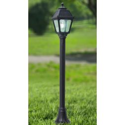 MIZAR MARY PALO DA GIARDINO IN RESINA NERA ALTEZZA CM 108 IP55 VETRO TRASPARENTE MADE IN ITALY FUMAGALLI DARK LIGHT - Cristalens