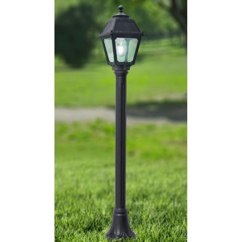 MIZAR MARY PALO DA GIARDINO IN RESINA NERA ALTEZZA CM 108 IP55 VETRO TRASPARENTE MADE IN ITALY FUMAGALLI DARK LIGHT - Cristalens