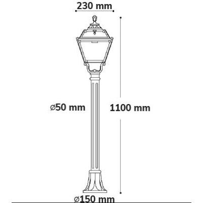 MIZAR GOLIA PALO DA GIARDINO IN RESINA NERA ALTEZZA CM 110 IP55 VETRO TRASPARENTE MADE IN ITALY FUMAGALLI DARK LIGHT - Cristalen