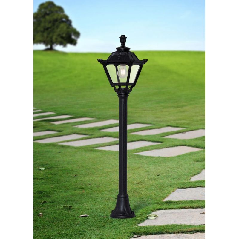 MIZAR GOLIA PALO DA GIARDINO IN RESINA NERA ALTEZZA CM 110 IP55 VETRO TRASPARENTE MADE IN ITALY FUMAGALLI DARK LIGHT - Cristalen