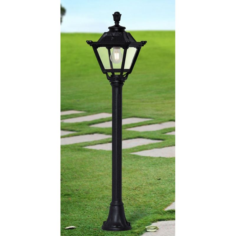 MIZAR GOLIA PALO DA GIARDINO IN RESINA NERA ALTEZZA CM 110 IP55 VETRO TRASPARENTE MADE IN ITALY FUMAGALLI DARK LIGHT - Cristalen