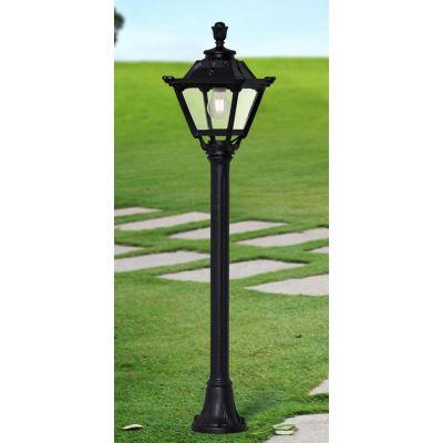 MIZAR GOLIA PALO DA GIARDINO IN RESINA NERA ALTEZZA CM 110 IP55 VETRO TRASPARENTE MADE IN ITALY FUMAGALLI DARK LIGHT - Cristalen
