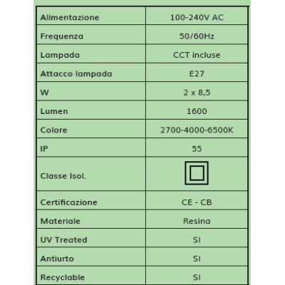 GIGI BISSO MARY PALO DA GIARDINO A 2 LUCI RESINA NERA ALTEZZA CM 207 IP55 MADE IN ITALY FUMAGALLI DARK LIGHT - Cristalensi Shop