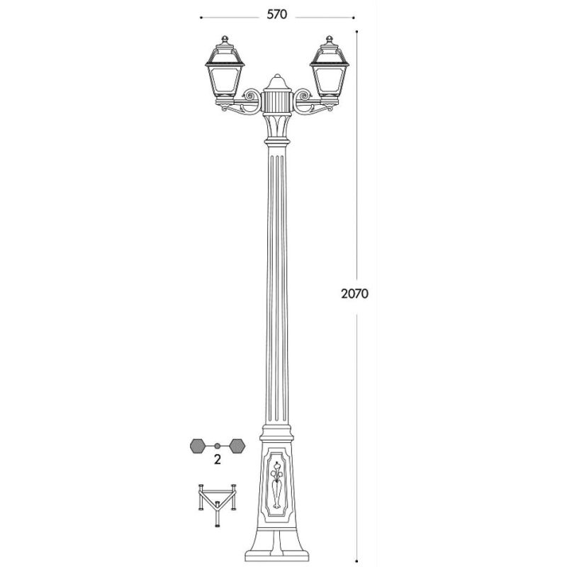 GIGI BISSO MARY PALO DA GIARDINO A 2 LUCI RESINA NERA ALTEZZA CM 207 IP55 MADE IN ITALY FUMAGALLI DARK LIGHT - Cristalensi Shop