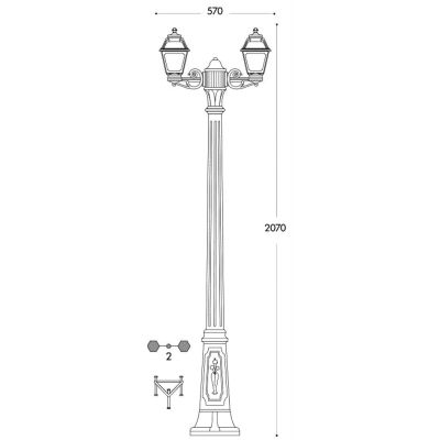 GIGI BISSO MARY PALO DA GIARDINO A 2 LUCI RESINA NERA ALTEZZA CM 207 IP55 MADE IN ITALY FUMAGALLI DARK LIGHT - Cristalensi Shop