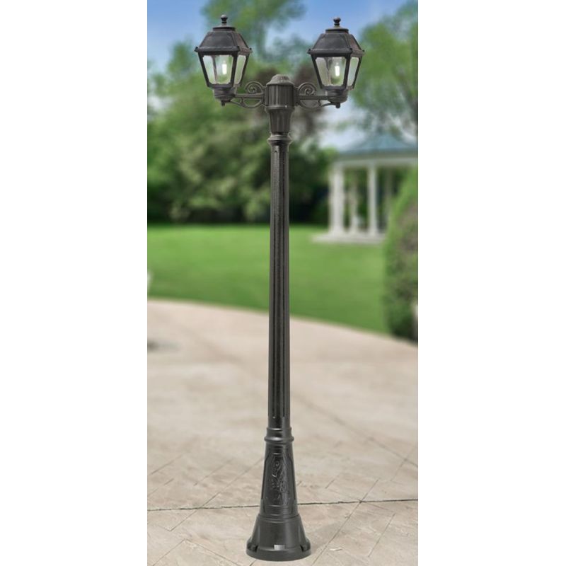 GIGI BISSO MARY PALO DA GIARDINO A 2 LUCI RESINA NERA ALTEZZA CM 207 IP55 MADE IN ITALY FUMAGALLI DARK LIGHT - Cristalensi Shop