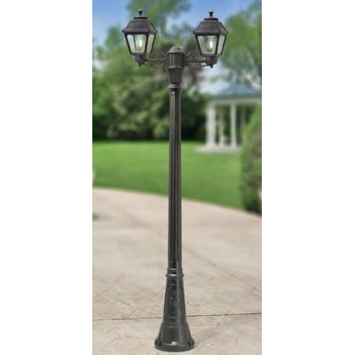 GIGI BISSO MARY PALO DA GIARDINO A 2 LUCI RESINA NERA ALTEZZA CM 207 IP55 MADE IN ITALY FUMAGALLI DARK LIGHT - Cristalensi Shop