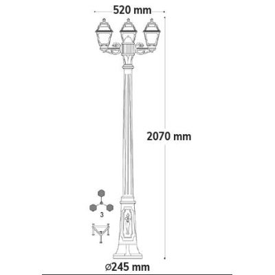 GIGI BISSO MARY PALO DA GIARDINO A 3 LUCI RESINA NERA ALTEZZA CM 207 IP55 MADE IN ITALY FUMAGALLI DARK LIGHT - Cristalensi Shop